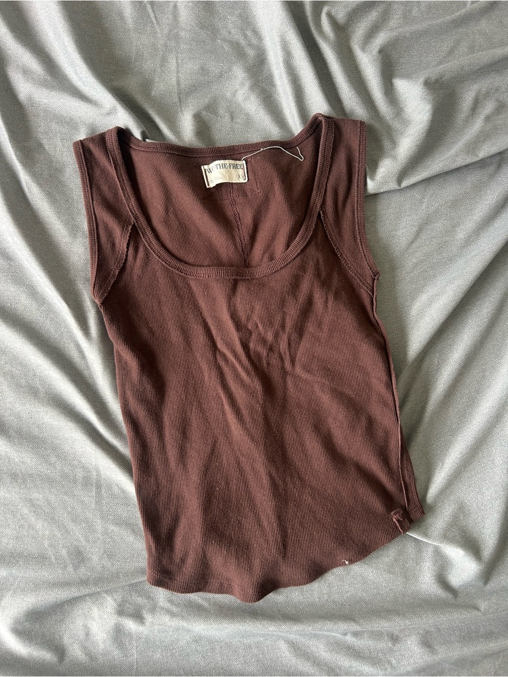 Free People Scoop Neck Tank in Chocolate Brown